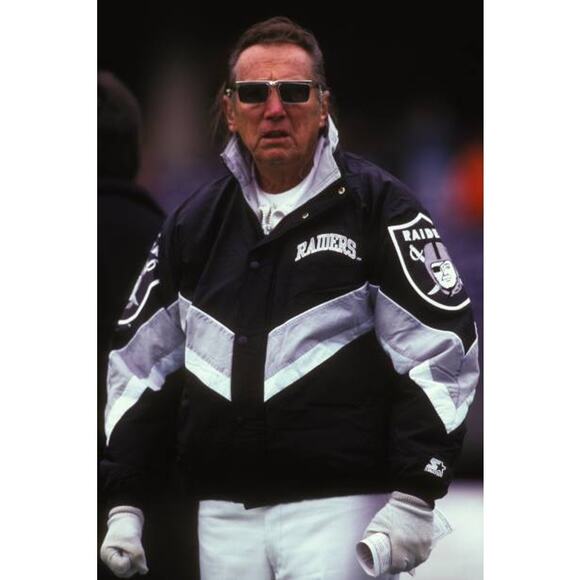 Los Angeles Raiders 90s STARTER puffer Al DAVIS jacket 2X blk silver NFL Pro vtg - Picture 5 of 10